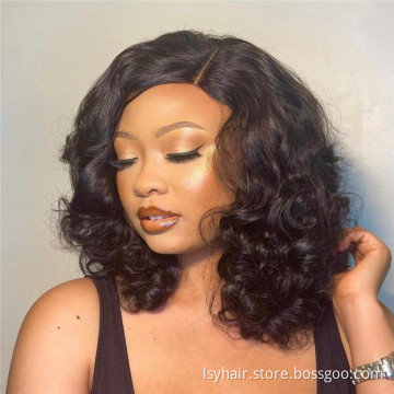 Fashion Curl Lace Front Human Hair Wigs for Black Women Full Hd Frontal Wig Human Hair Ocean Wave Bob Wigs